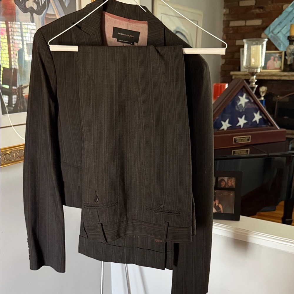BCBGMaxAzria Chocolate Pinstripe Suit Set - Picture 4 of 6